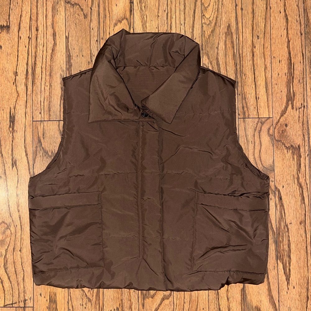 Brown puffer vest